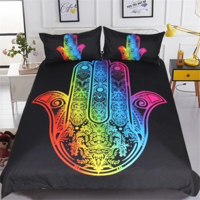 Vintage Palm Rainbow Bedding Set