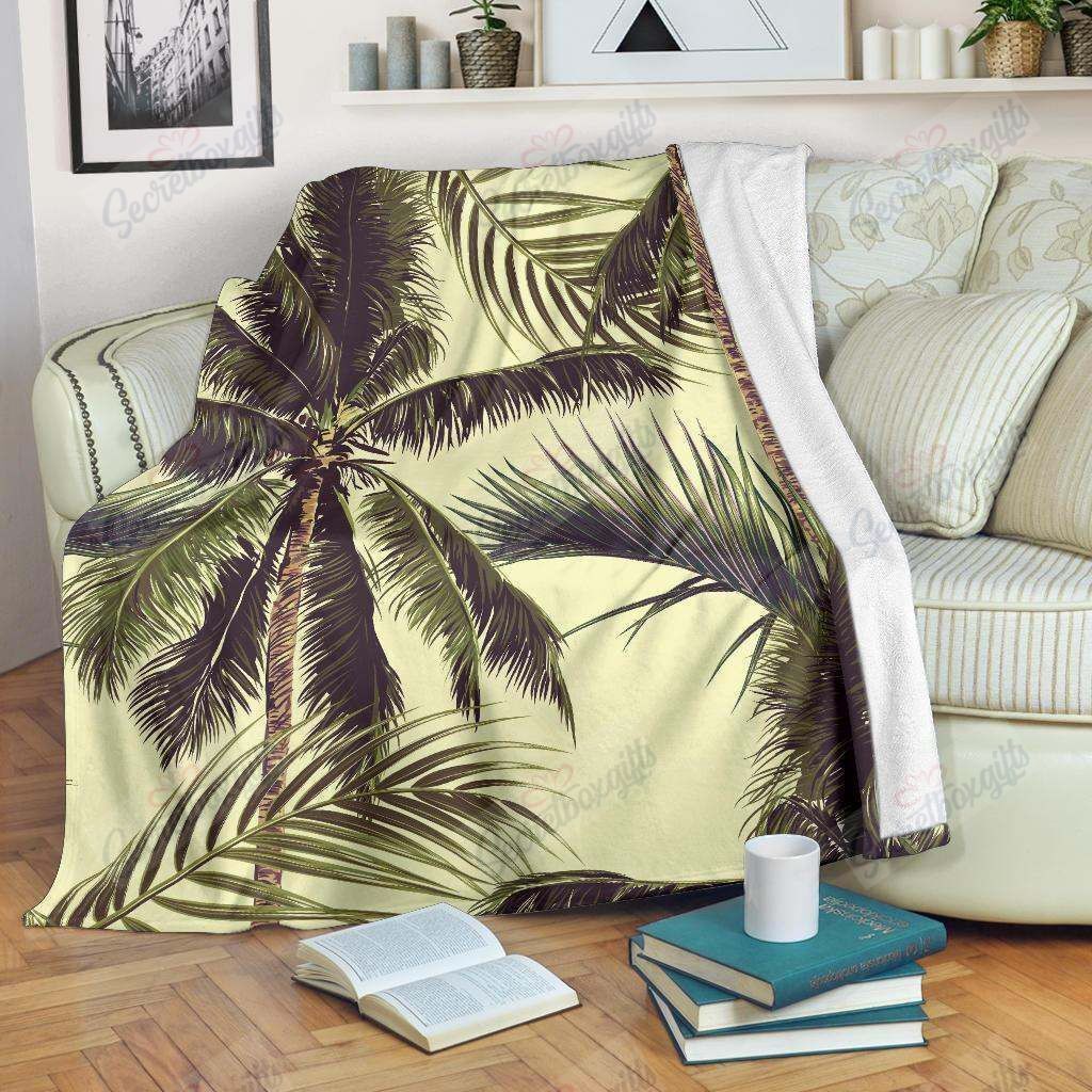 Vintage Palm Tree Fleece Blanket