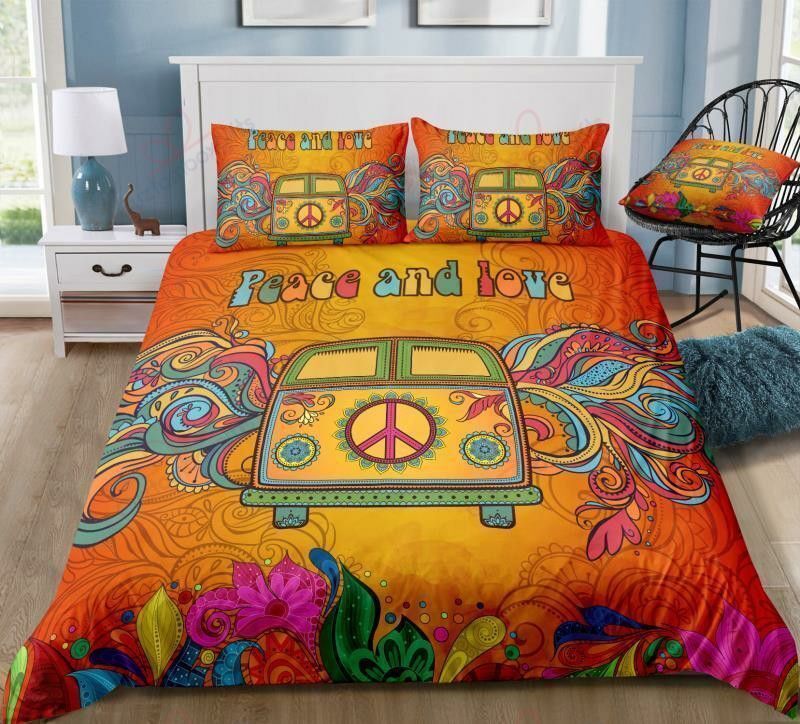Vintage Peace And Love Bus Bedding Set