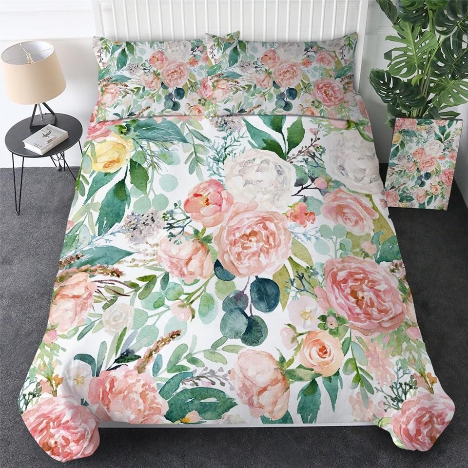 Vintage Peach Rose Bedding Set