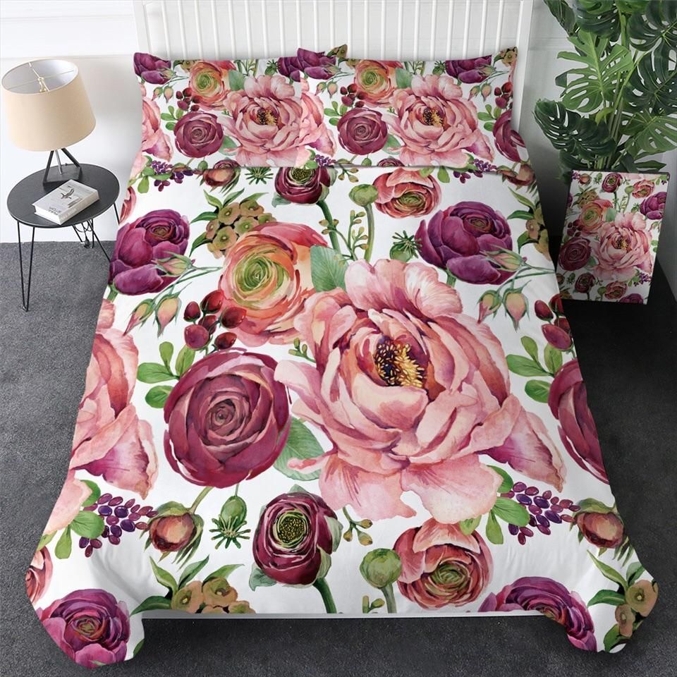 Vintage Pink Roses Bedding Set