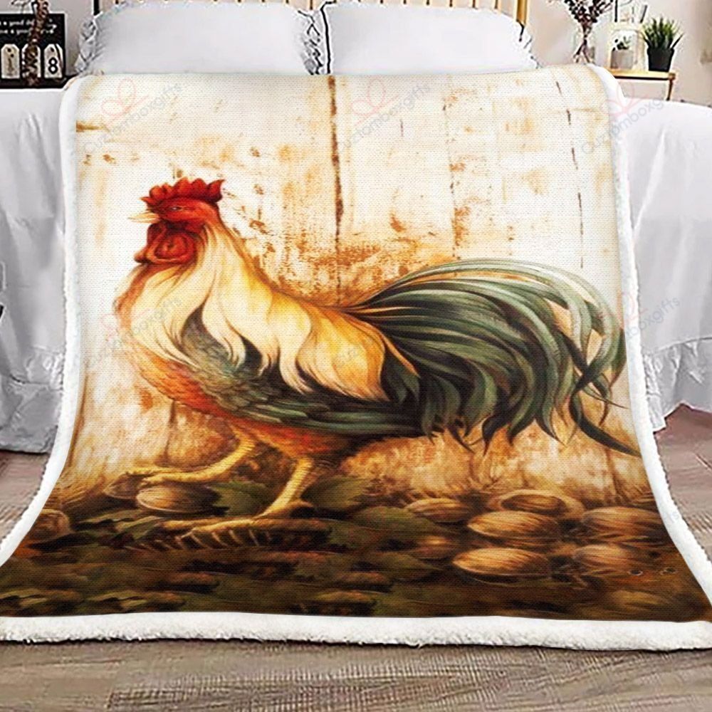 Vintage Rooster Fleece Blanket