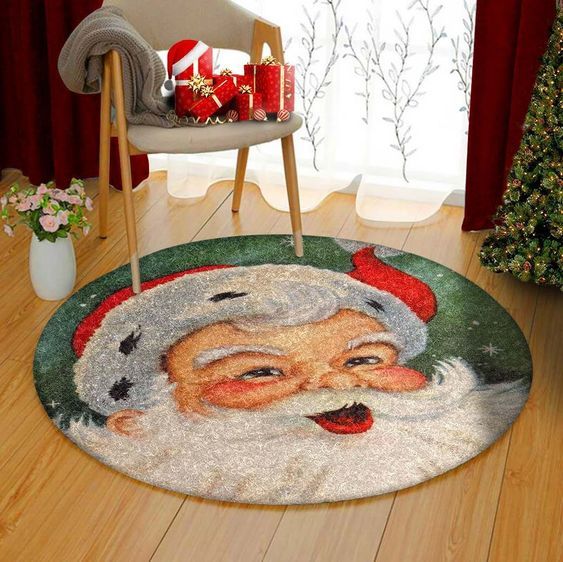 Vintage Santa Round Carpet