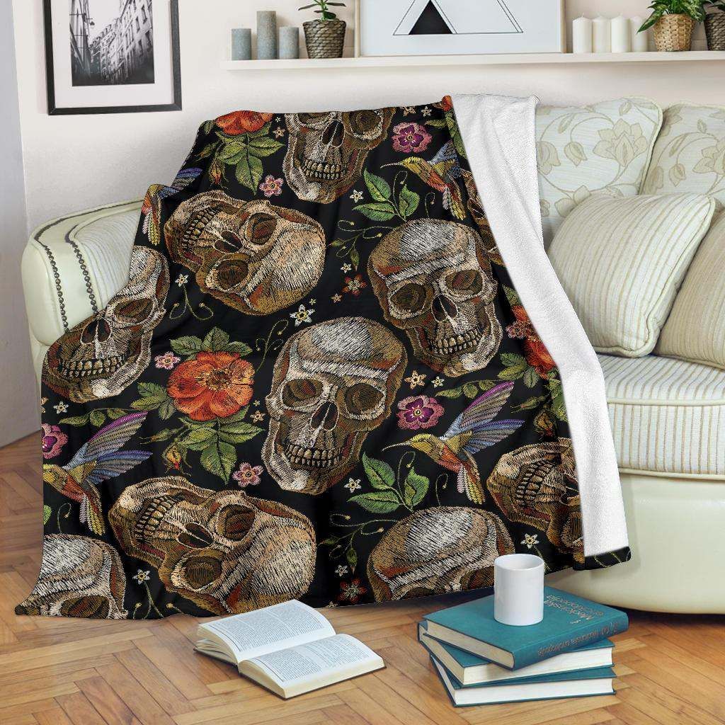 Vintage Skull Sherpa Fleece Blanket