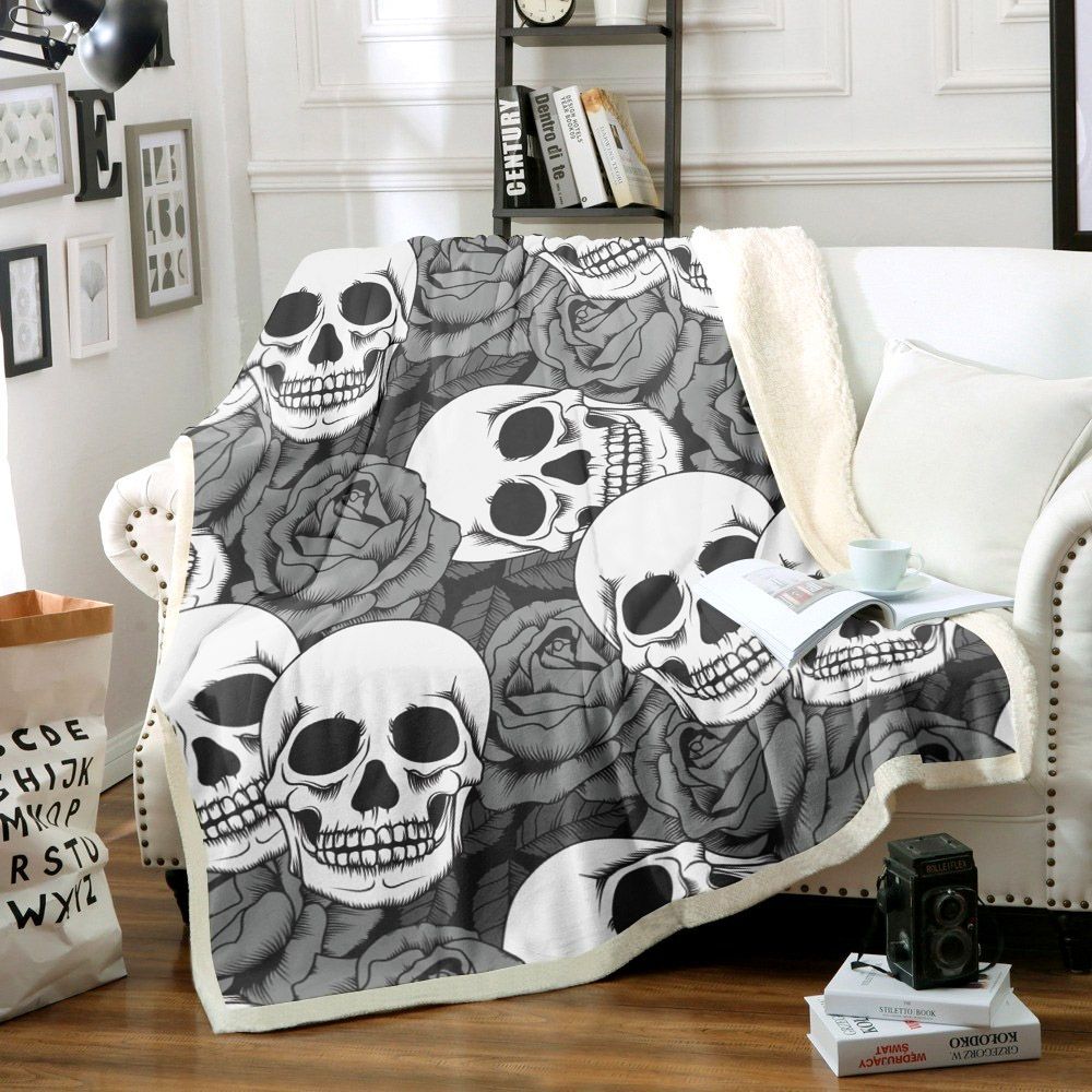 Vintage Skull Sherpa Fleece Blanket