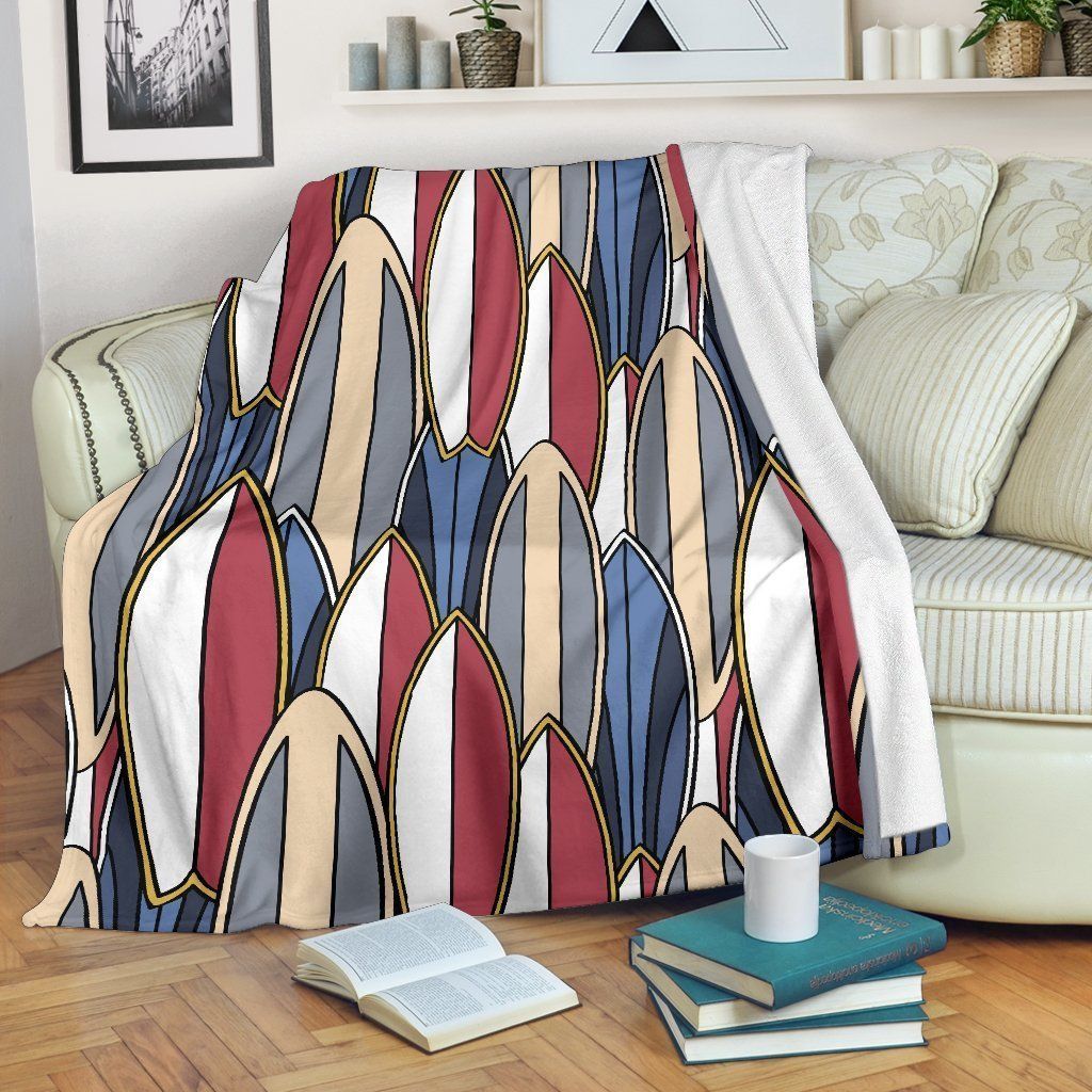 Vintage Surf Board Pattern Fleece Blanket