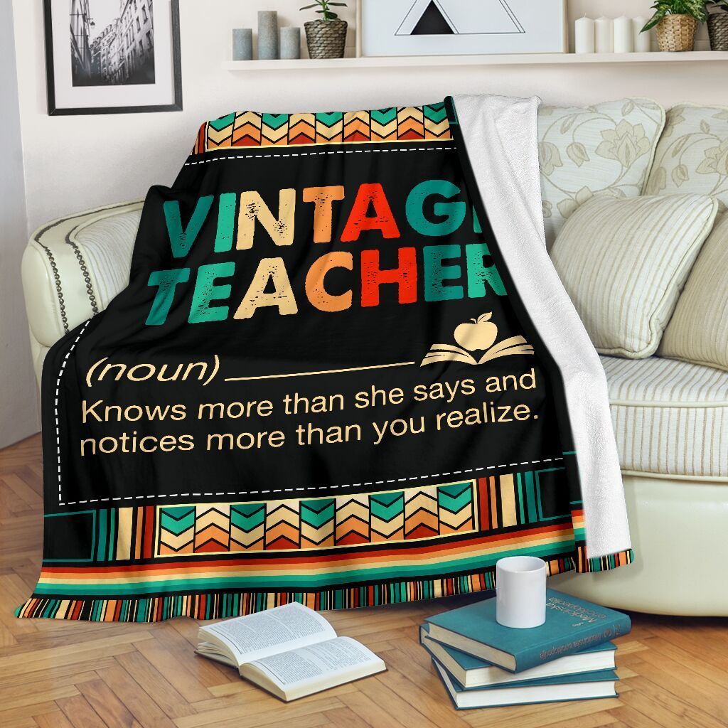 Vintage Teacher Sherpa Fleece Blanket
