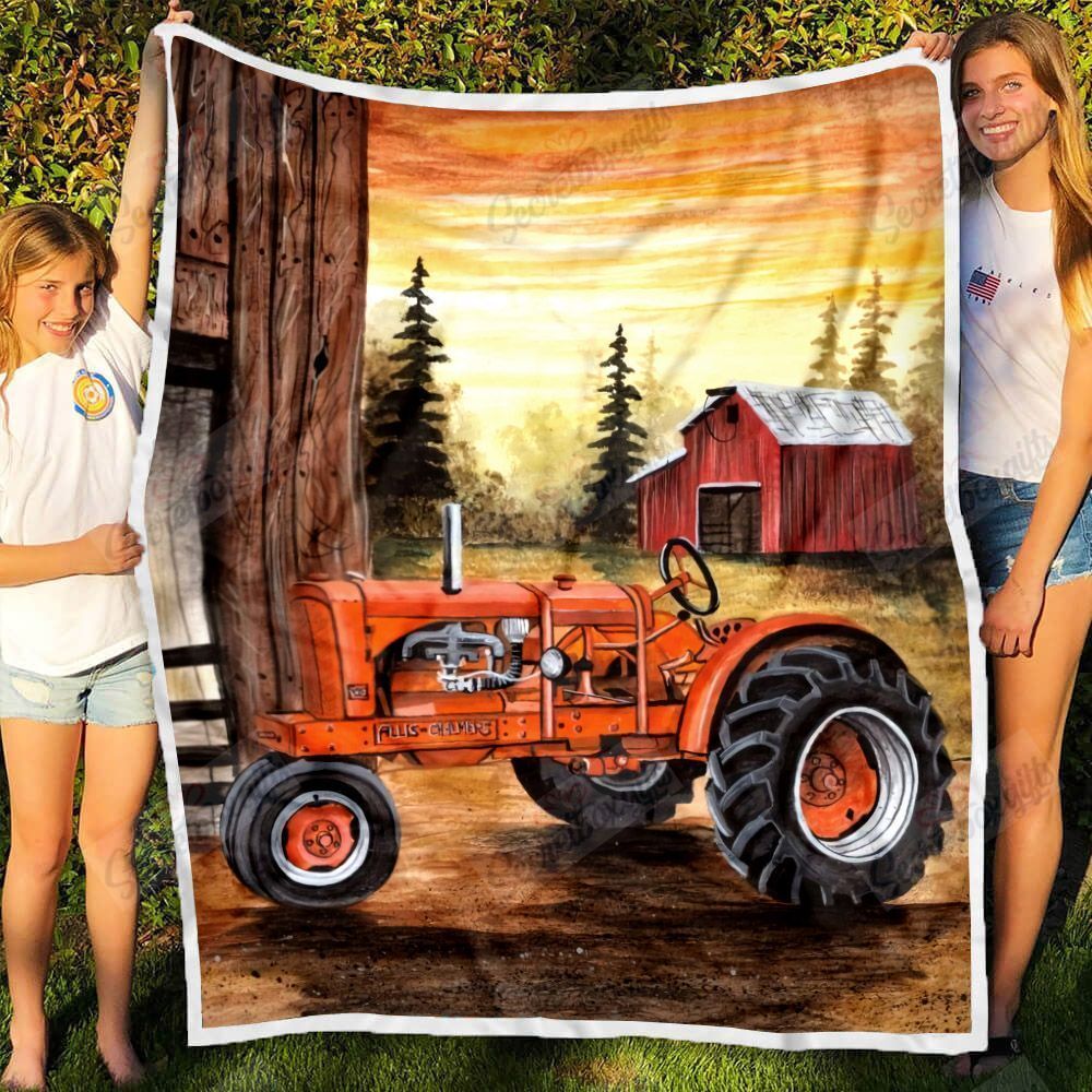 Vintage Tractor Farm Fleece Blanket