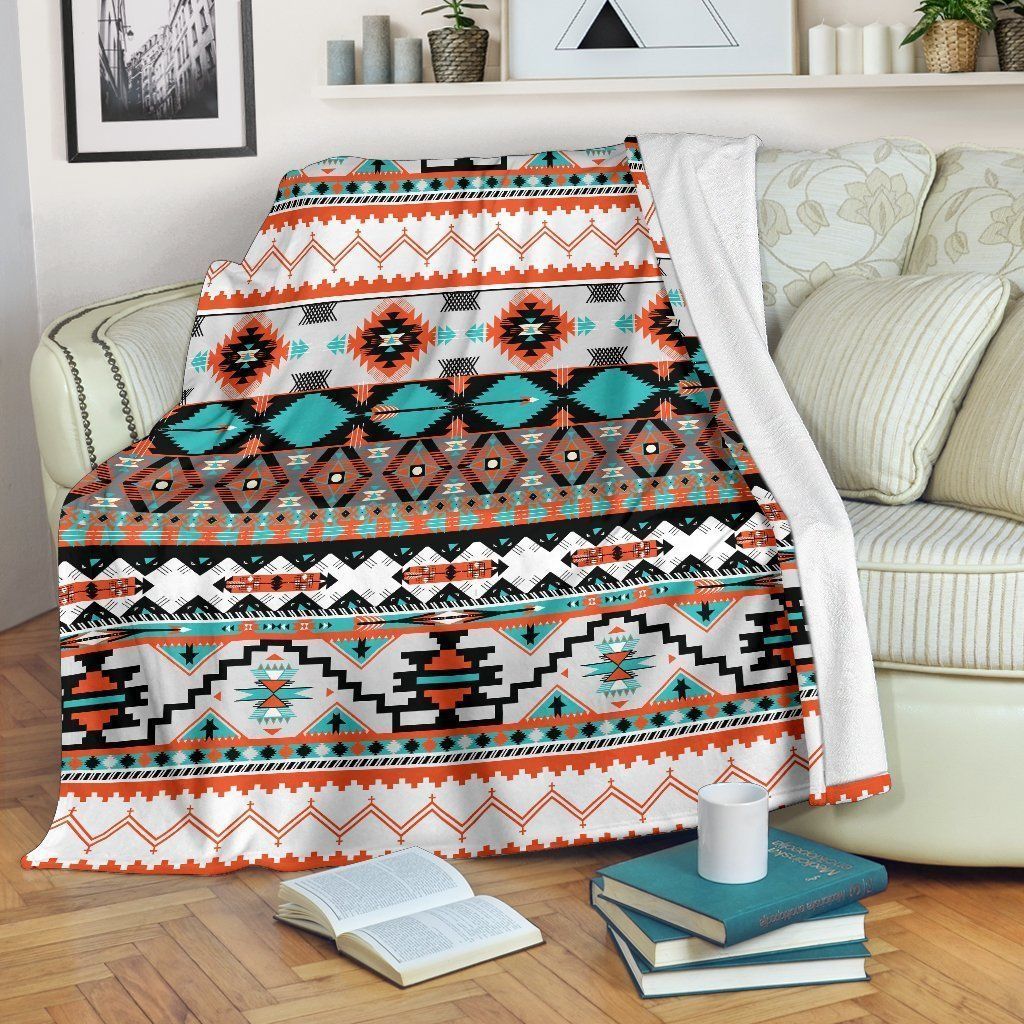Vintage Tribal Aztec Indians Pattern Fleece Blanket