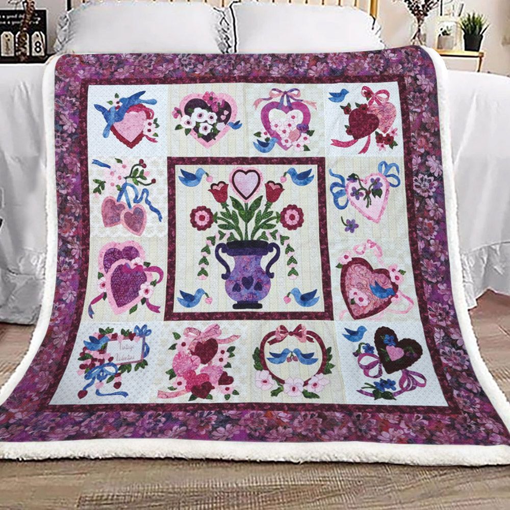 Vintage Valentine Sherpa Fleece Blanket