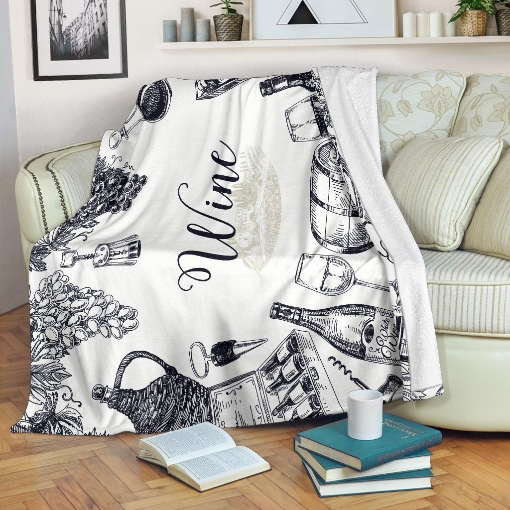 Vintage Wine Sherpa Fleece Blanket