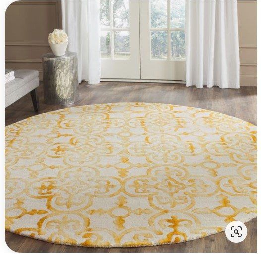 Vintage Yellow Round Carpet