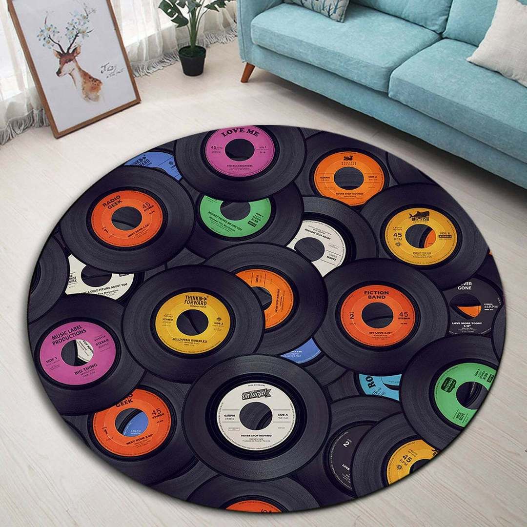 Vinyl Record Round Carpet