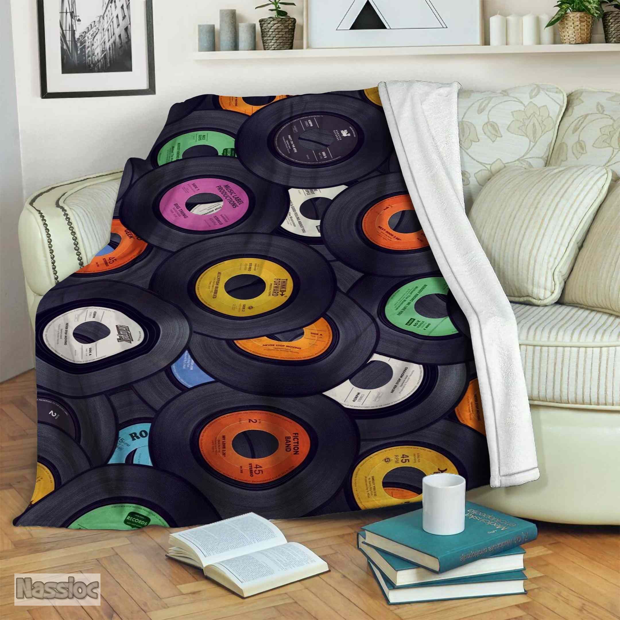 Vinyl Records Fleece Blanket