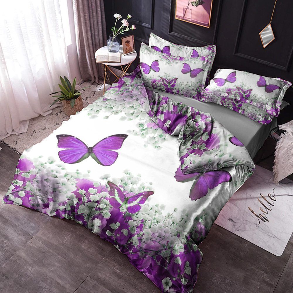 Violet Butterfly Bedding Set