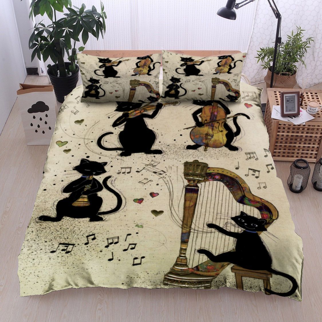 Violin And Trumpet Cat Bedding Set