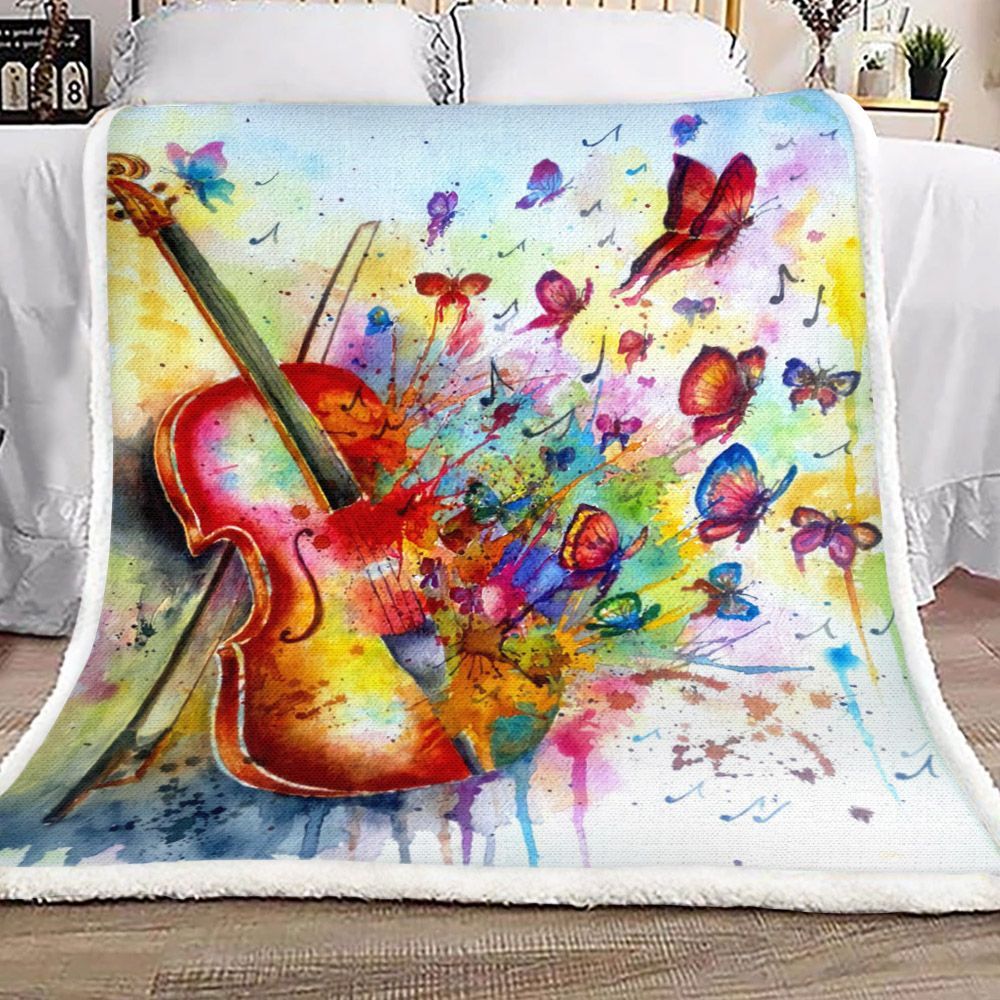 Violin Butterfly Sherpa Fleece Blanket