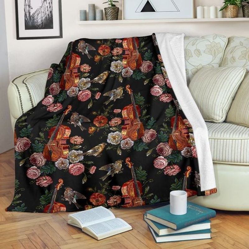 Violin Flower Sherpa Fleece Blanket