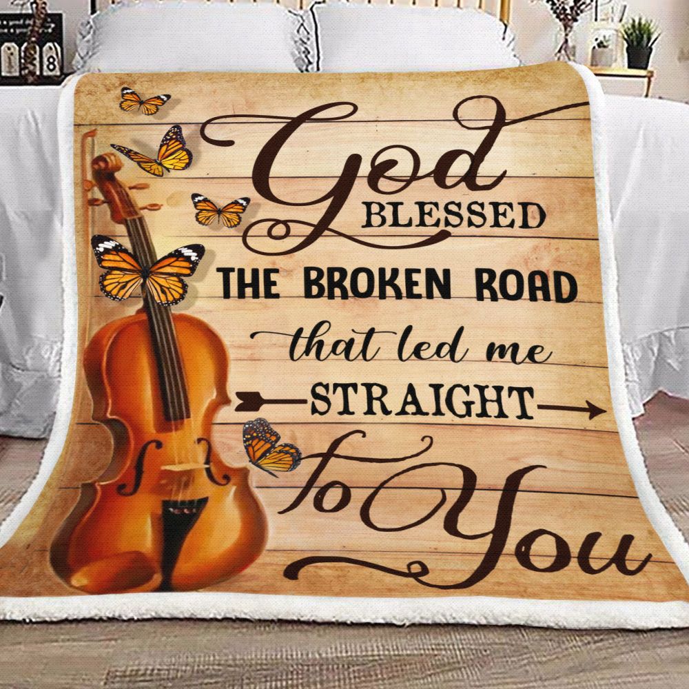 Violin God Blessed The Broken Road Fleece Blanket