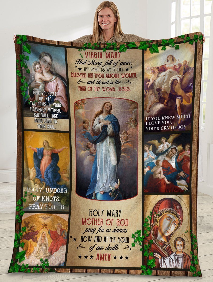 Virgin Mary Holy Mary Mother Of God Jesus Christ Sherpa Fleece Blanket