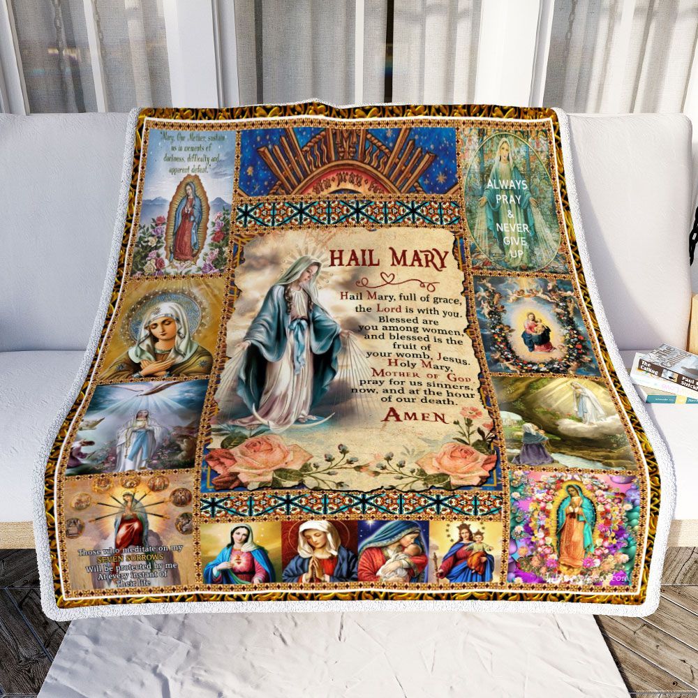 Virgin Mary Mother Mary Remember Sherpa Fleece Blanket