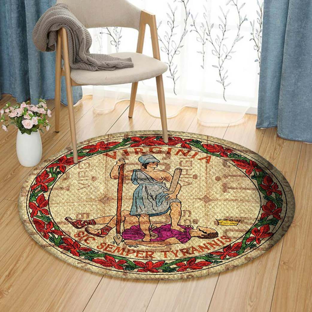 Virginia State Flag Round Carpet