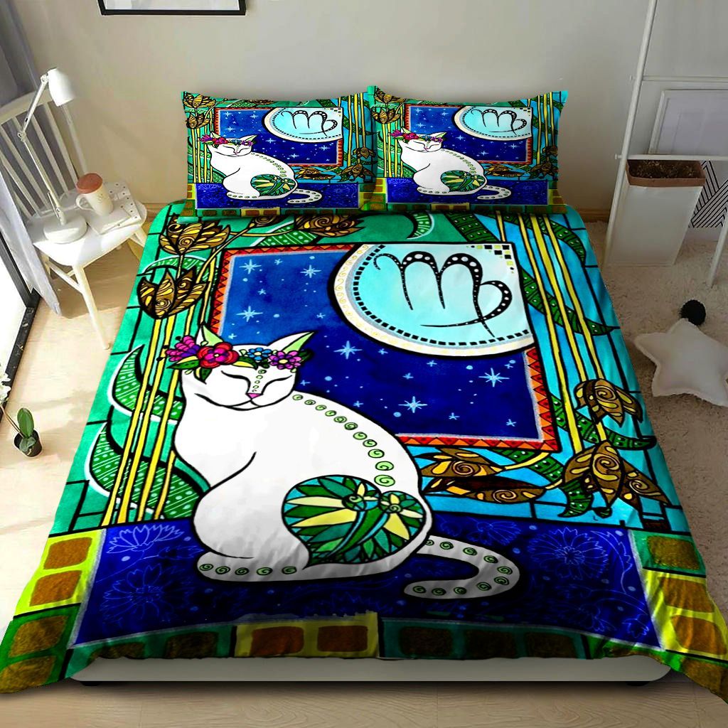 Virgo Cat Zodiac Bedding Set