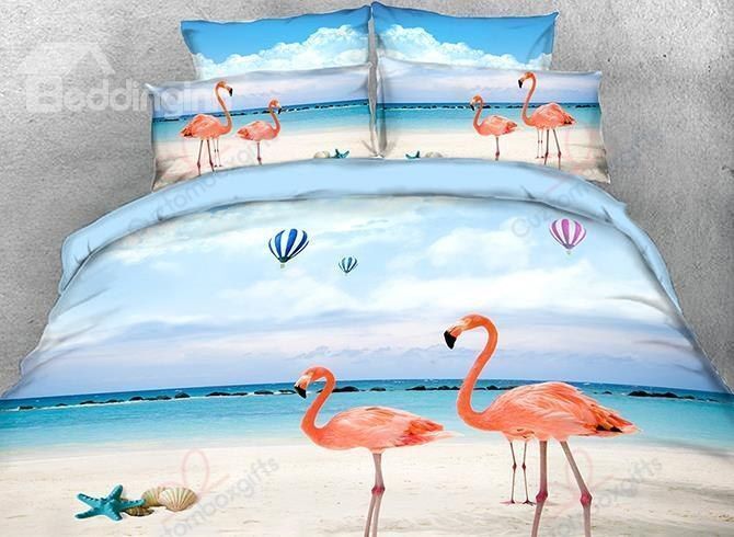 Vivilinen Pink Flamingo On The Bedding Set