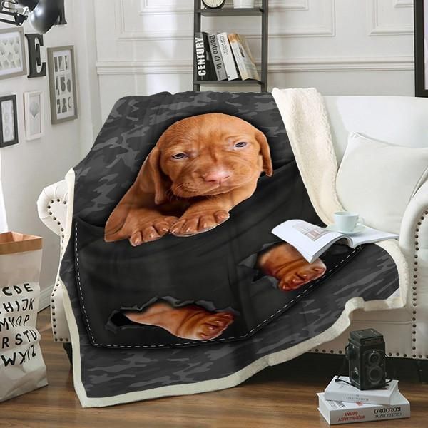 Vizsla Pocket Dog Sherpa Fleece Blanket