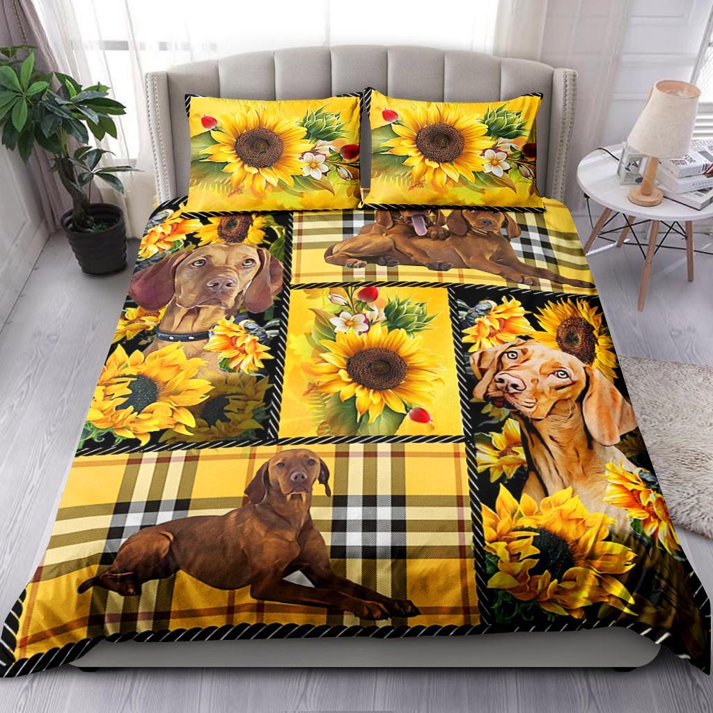 Vizsla Yellow Tartan Bedding Set