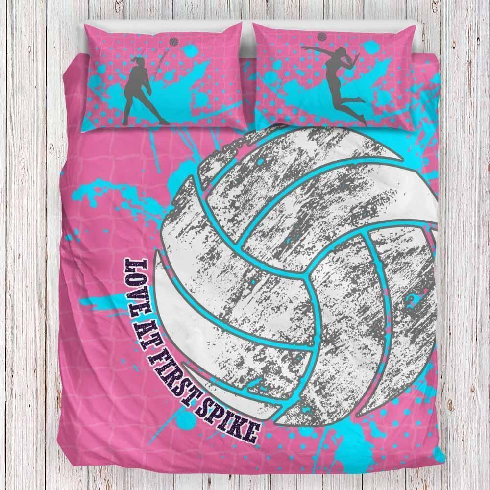 Volleyball Blue Watercolor Retro Bedding Set