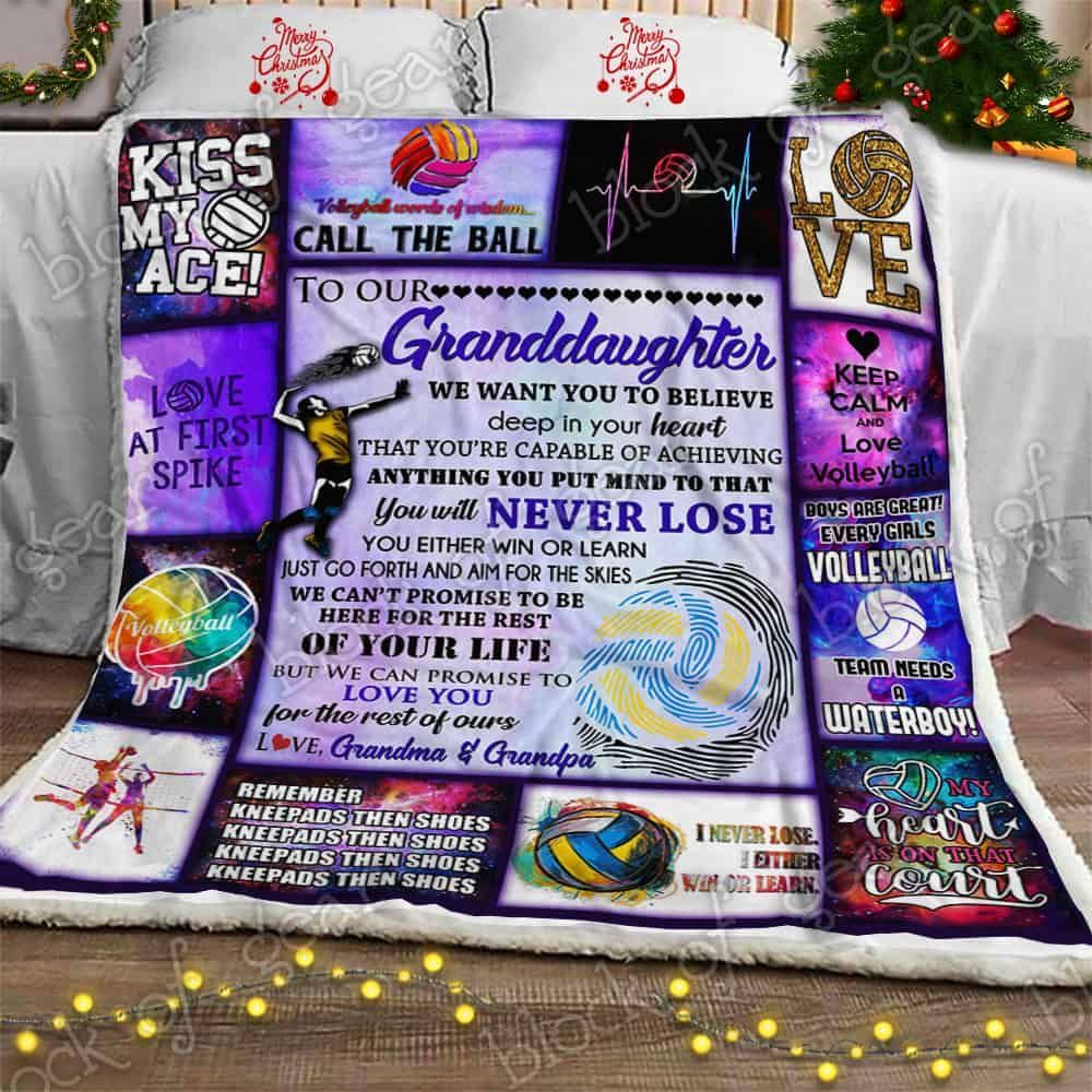 Volleyball Grandddaughter Love Grandma & Grandpa Fleece Blanket