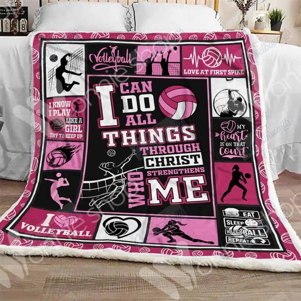 Volleyball I Know I Play Like A Girl Try To Keep Up Fleece Blanket