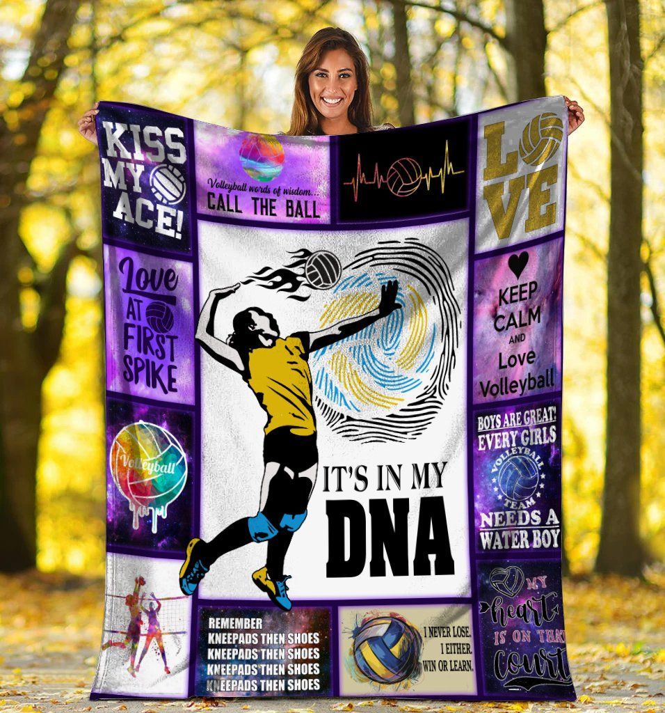 Volleyball It’s In My Dna For Volleyball Players Sherpa Fleece Blanket