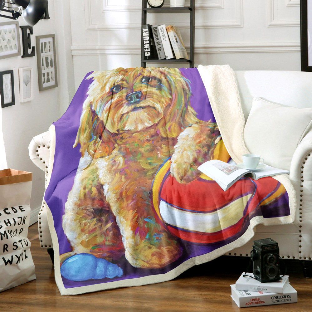 Volleyball Poodle Sherpa Fleece Blanket