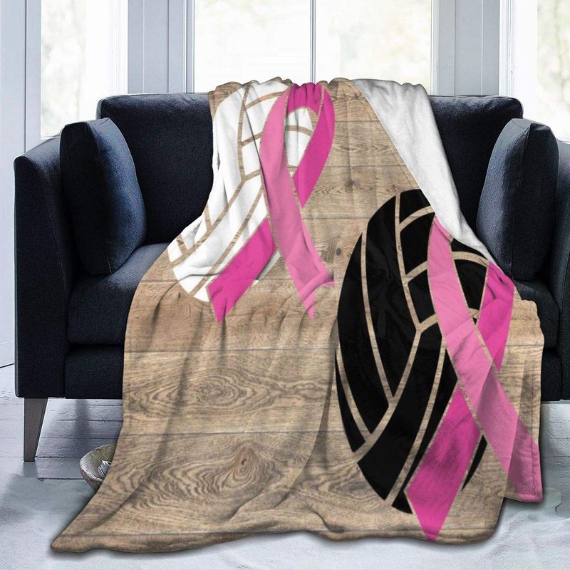 Volleyballs Breast Cancer Awareness Sherpa Fleece Blanket