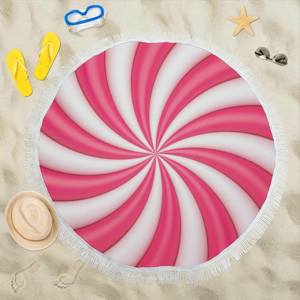 Vortex Twist Swirl Candy Printed Round Beach Towel