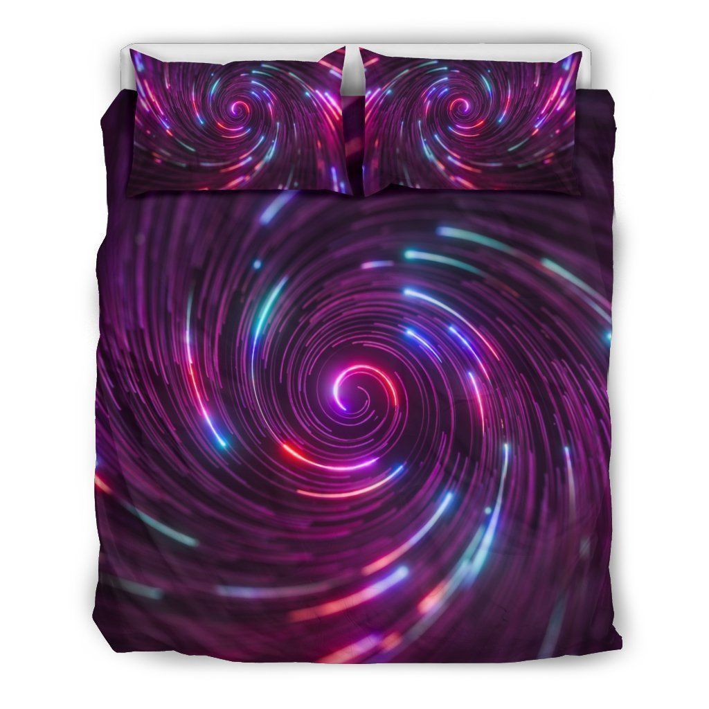 Vortex Twist Swirl Purple Neon Print Bedding Set