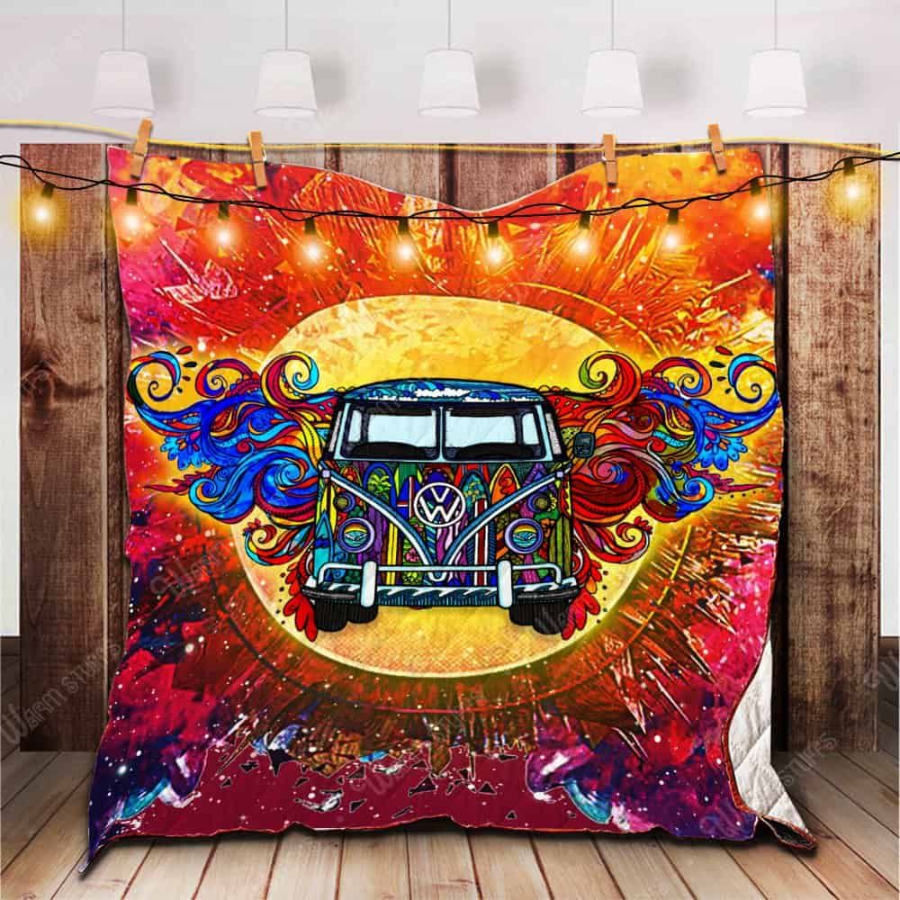 Vw Car Hippie Quilt Blanket Kp Dhc1312509Dd