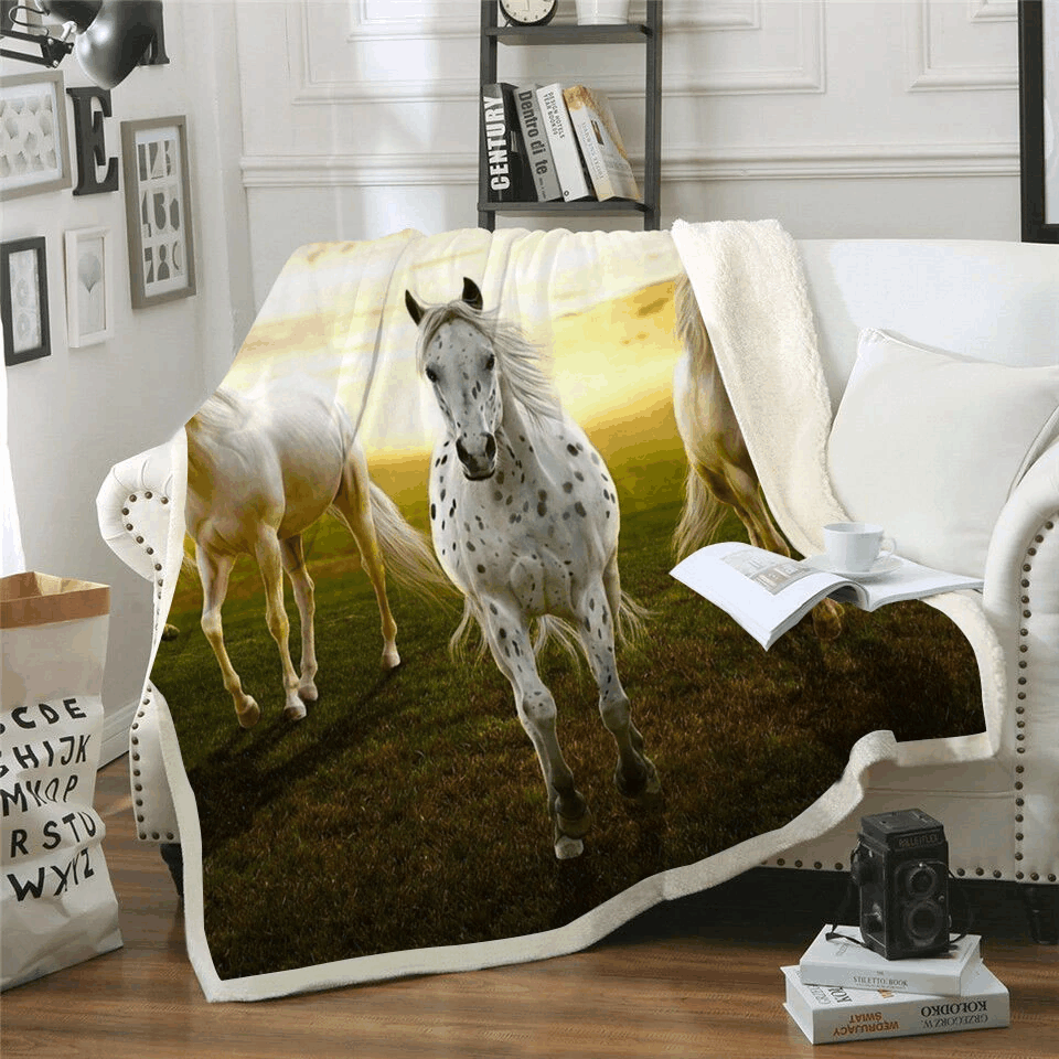 Walking Horse Sherpa Fleece Blanket