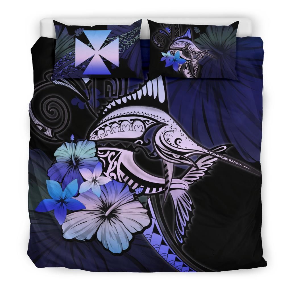 Wallis And Futuna Marlin And Hibiscus Bedding Set