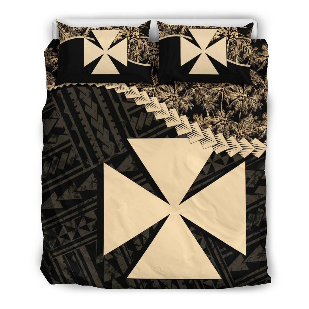 Wallis And Futuna Palm Tree Black Bedding Set