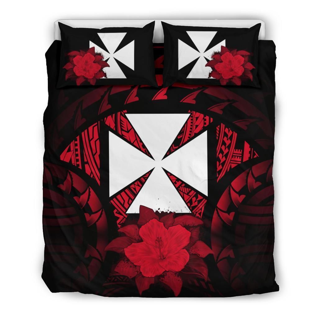 Wallis And Futuna Red Hibiscus Bedding Set