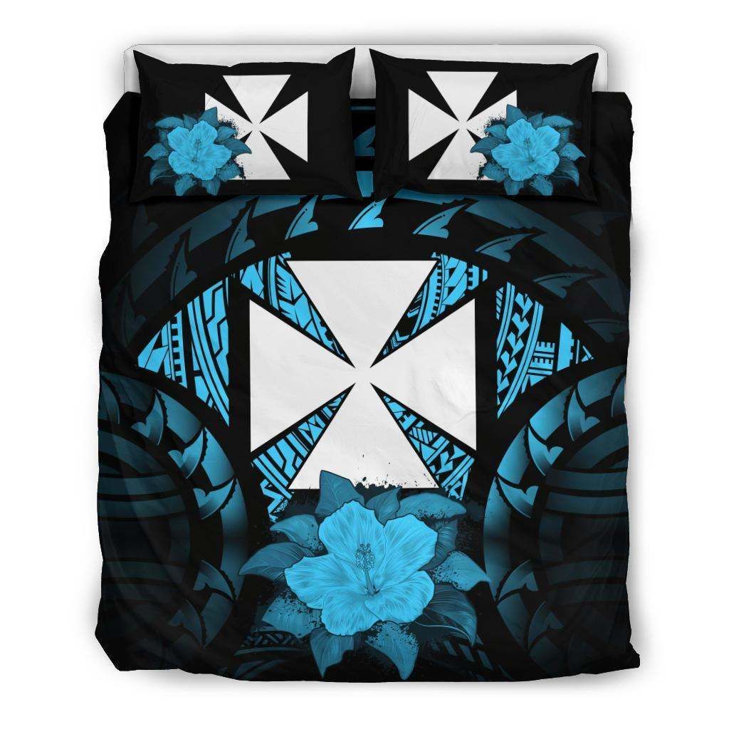 Wallis and Futuna Turquoise Hibiscus Bedding Set