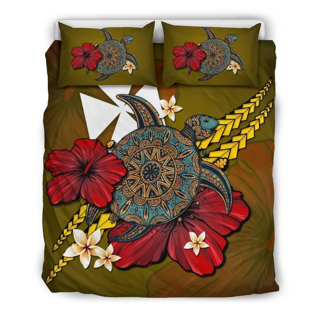 Wallis And Futuna Yellow Turtle Tribal Bedding Set