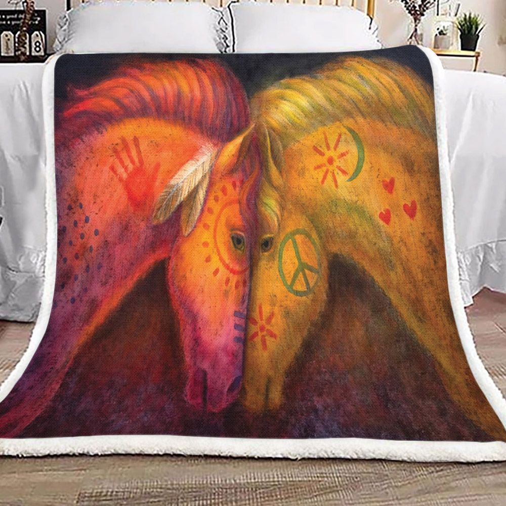 War Horse And Peace Horse Sherpa Fleece Blanket