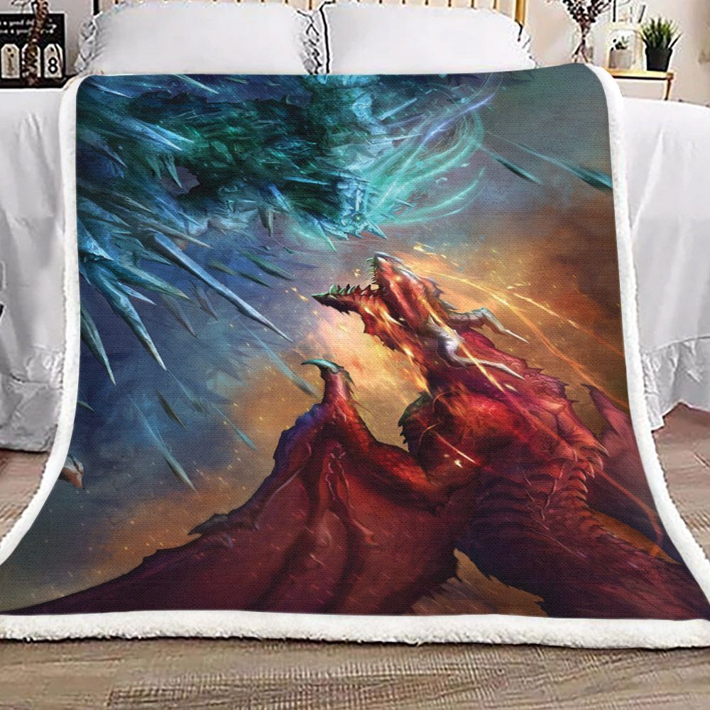 War Of Dragon Sherpa Fleece Blanket