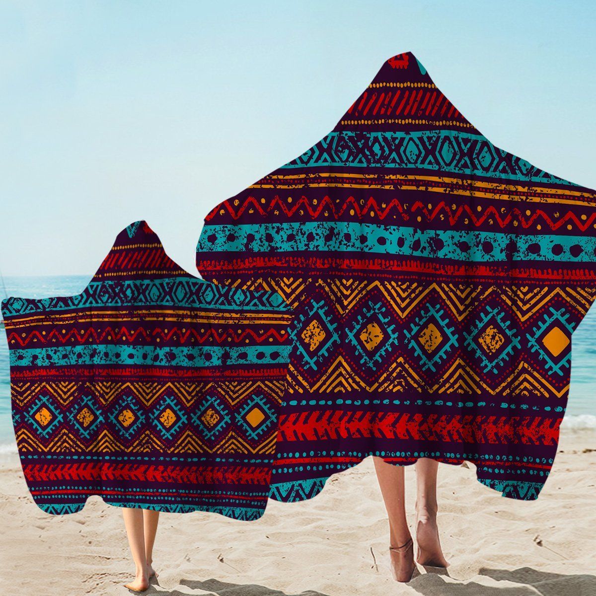 Warm Color Textile Pattern Printed Hooded Towel