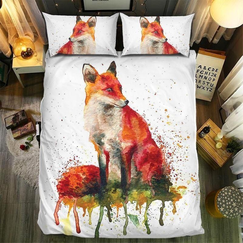 Water Color Fox Art Printed Bedding Set