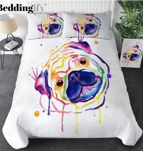 Water Color Pug Bedding Set